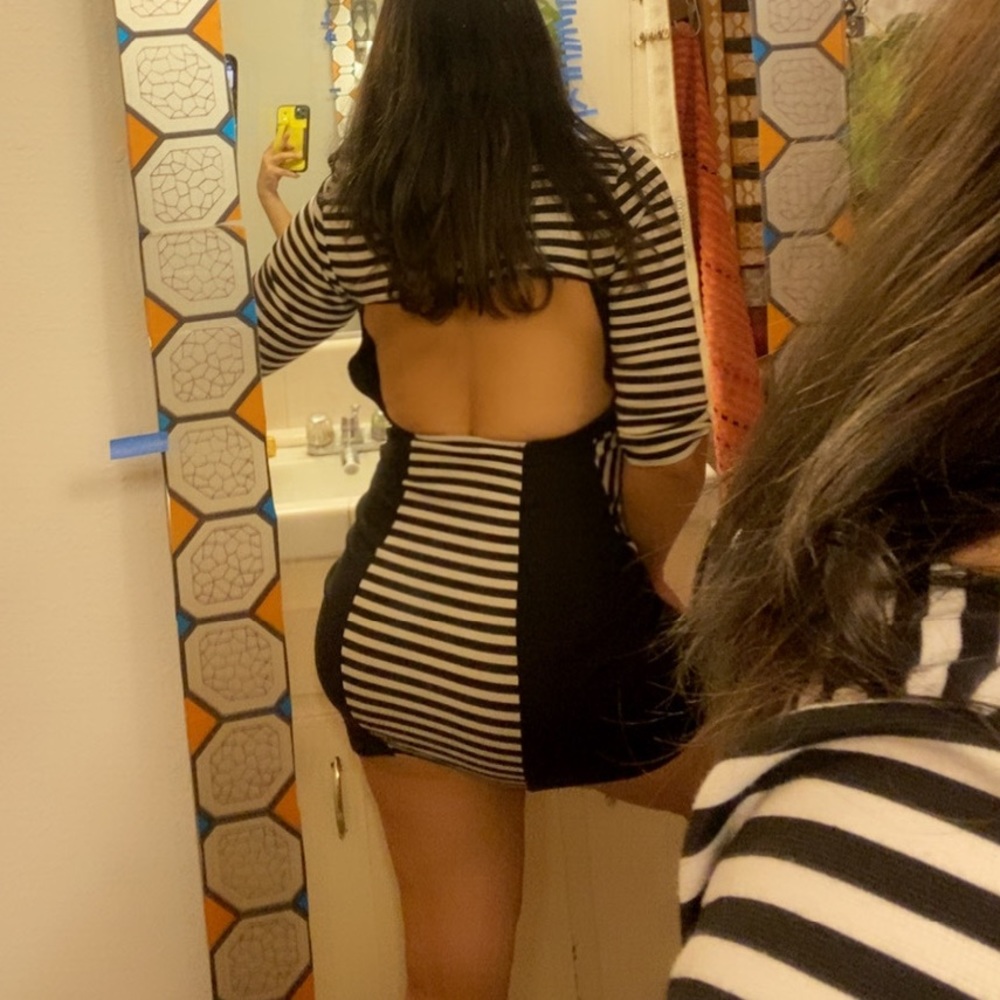 Bebe black & white striped Dress size S/M